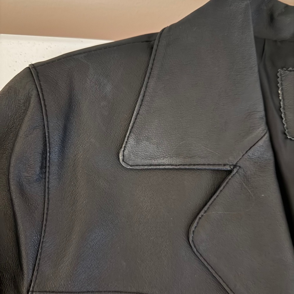 John Paul Richard Uniform Black Leather Structured Jacket Size 12 - Picture 6 of 16